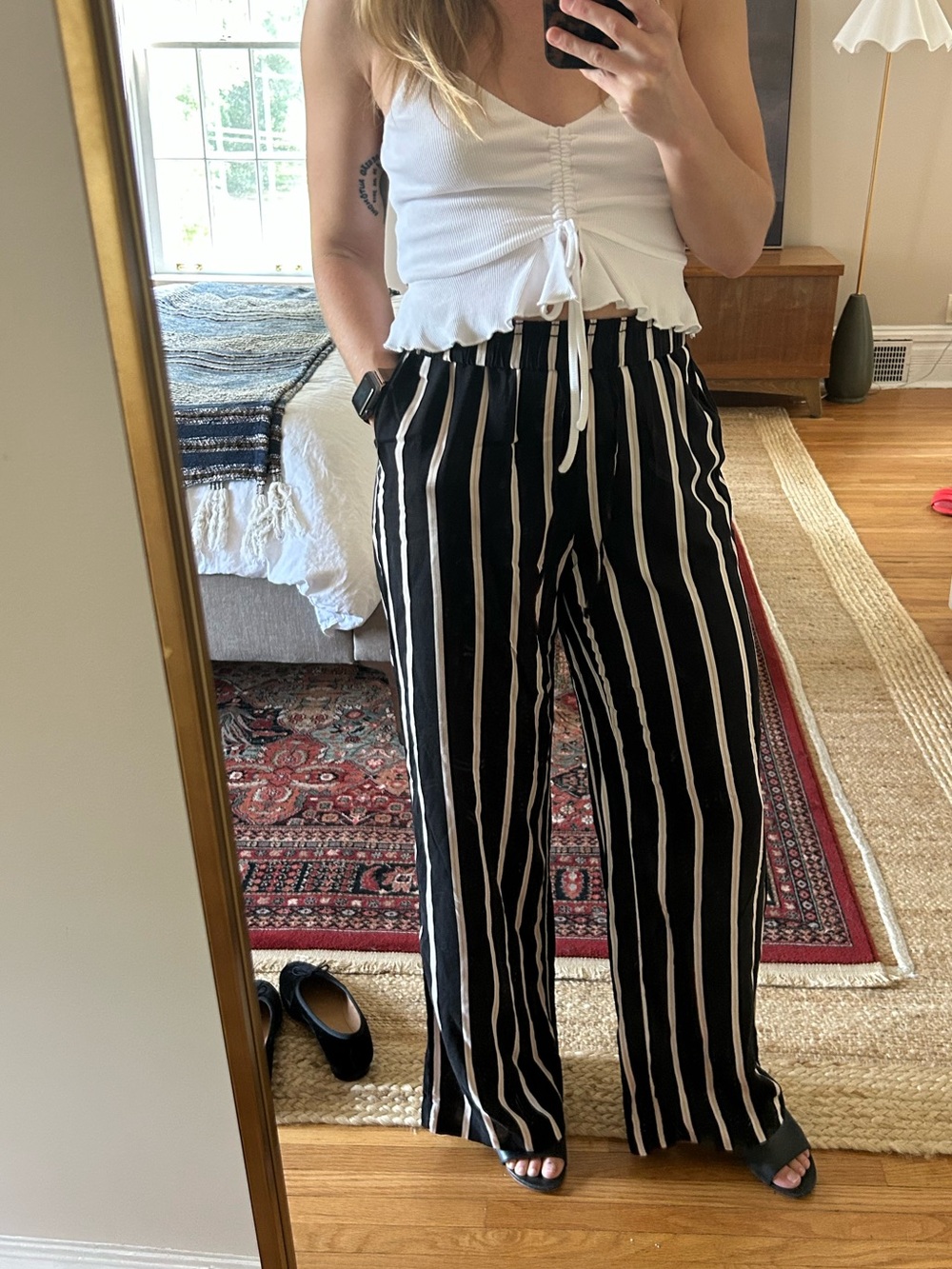 NWT H&M striped wide leg breezy pants